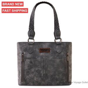 Distressed Vegan Leather Tote Bag with Multiple Pockets for Work